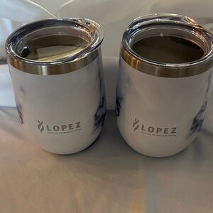 Nancy Lopez White Marble Insulated Wine Tumbler - 12 oz, Set of 2
